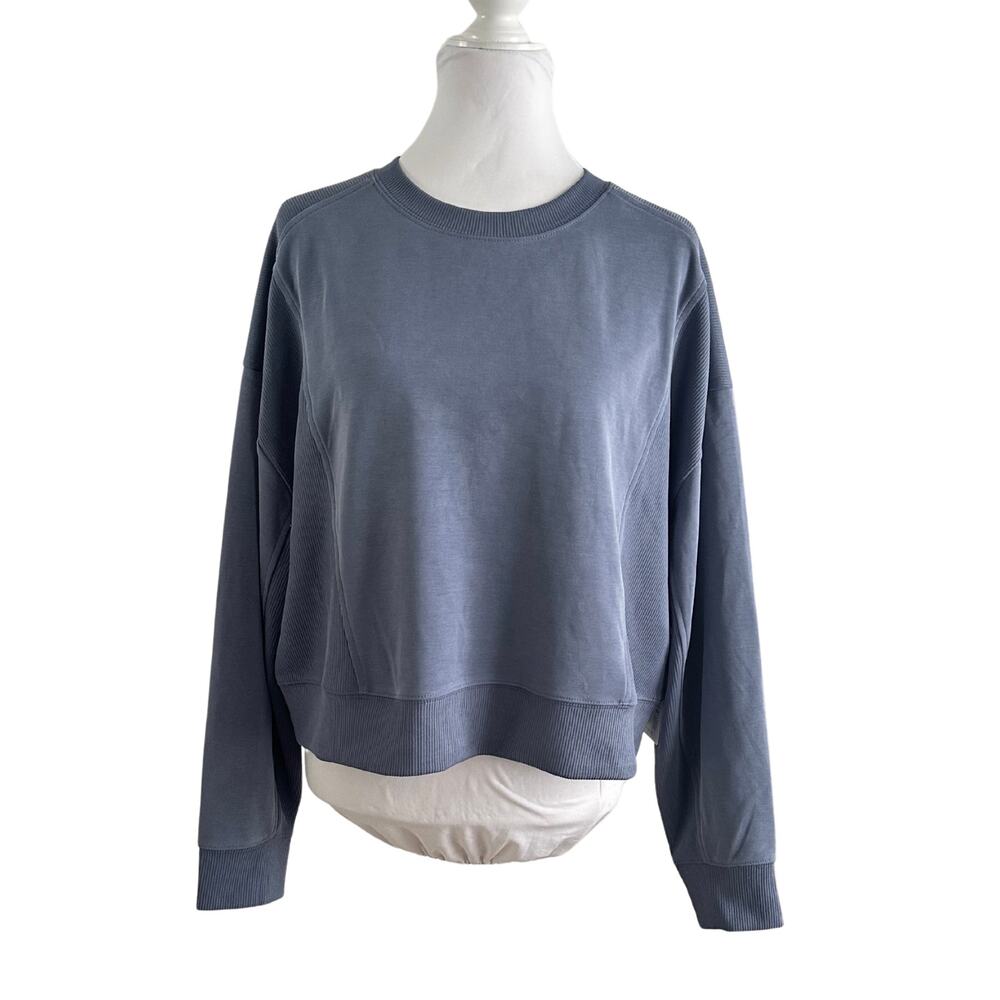 Athleta Seasoft Rib Crewneck Cropped Athleisure Sweatshirt NWT l L